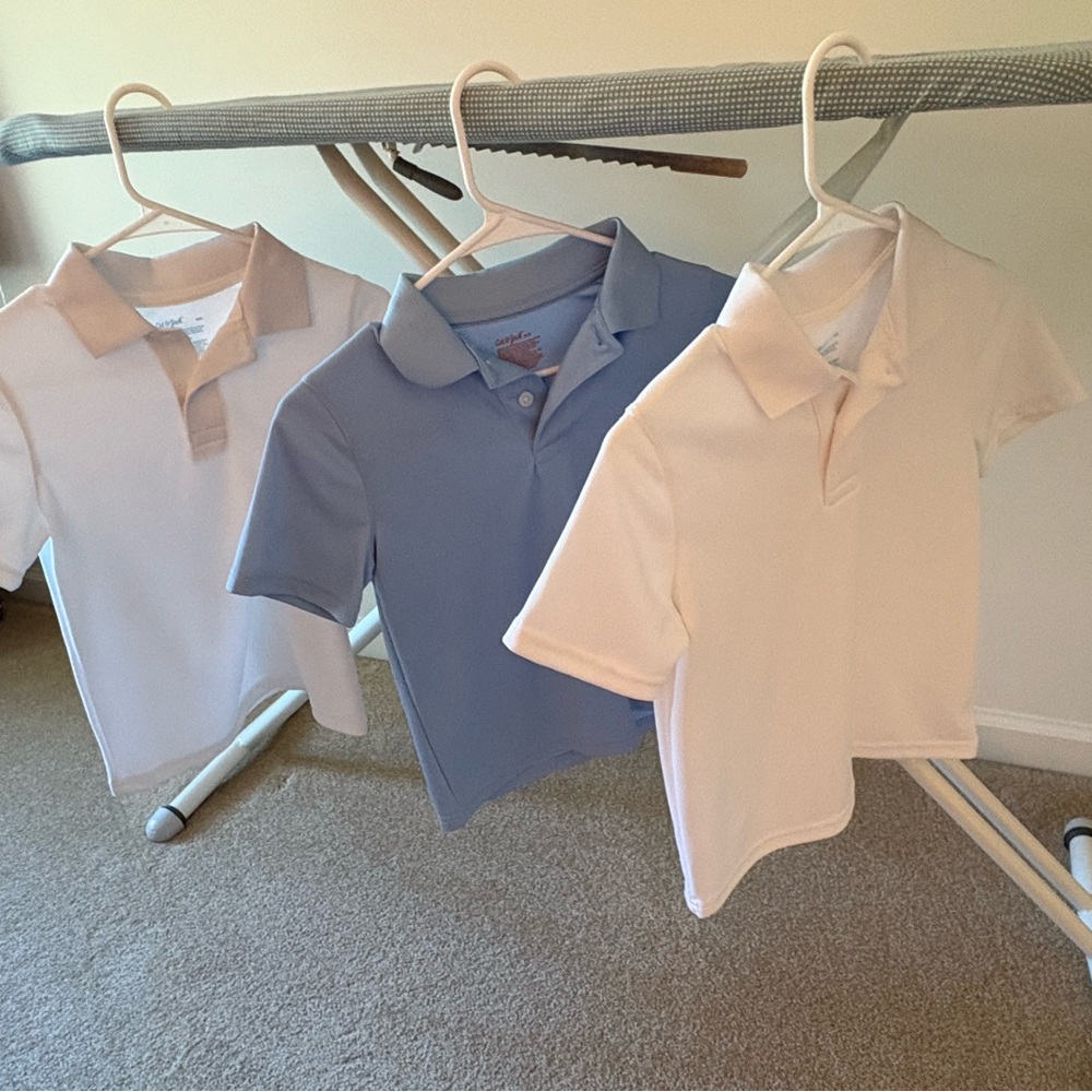 Cat & Jack Kids Polo Shirt Trio - Blue, Cream, Tan